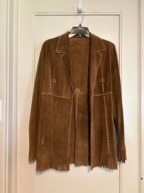 Shasa Brand Vintage Italian Leather Fringed Jacket Size 12